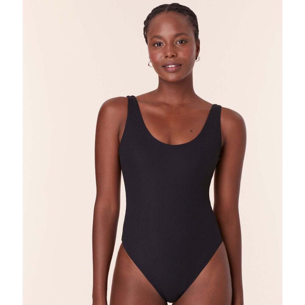 Andie The Ibiza One Piece - Eco Ribbed - Black - Long Torso Size LBLACK / L